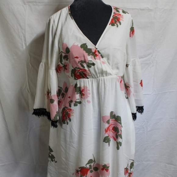 Candie's White Floral Midi Dress Sz L - Picture 1 of 6